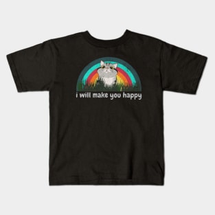 i will make you happy/cat vintage Kids T-Shirt